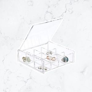 12-Section Acrylic Square Hinged-Lid Box